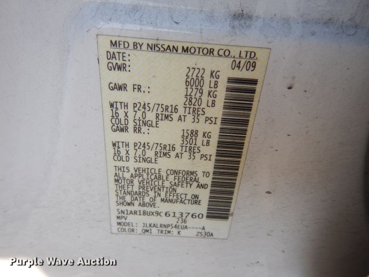 image for item DF4119 2009 Nissan Pathfinder  SUV