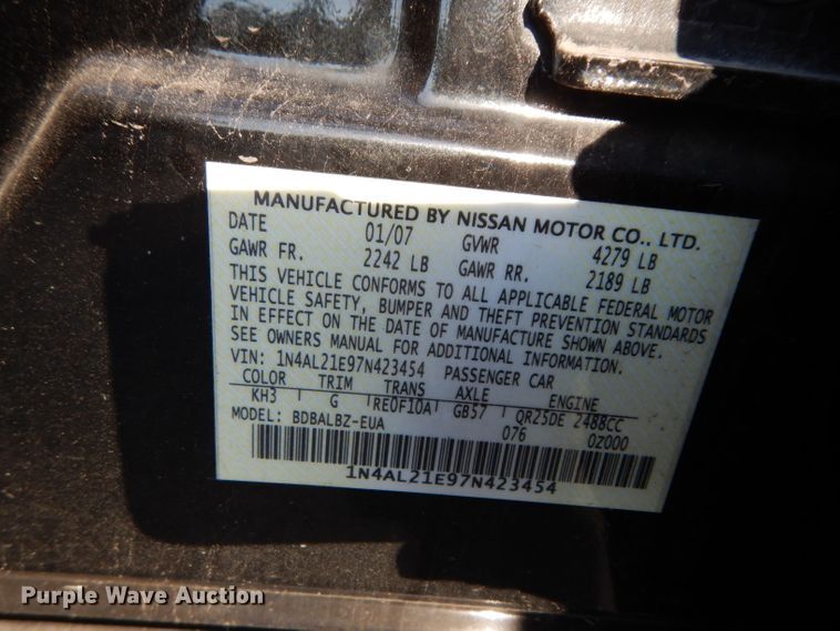 image for item DF4147 2007 Nissan Altima SL