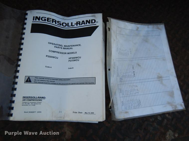 image for item DE5806 2000 Ingersoll Rand HP300WCU  air compressor