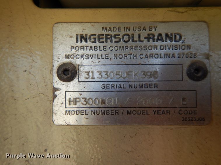 image for item DE5806 2000 Ingersoll Rand HP300WCU  air compressor