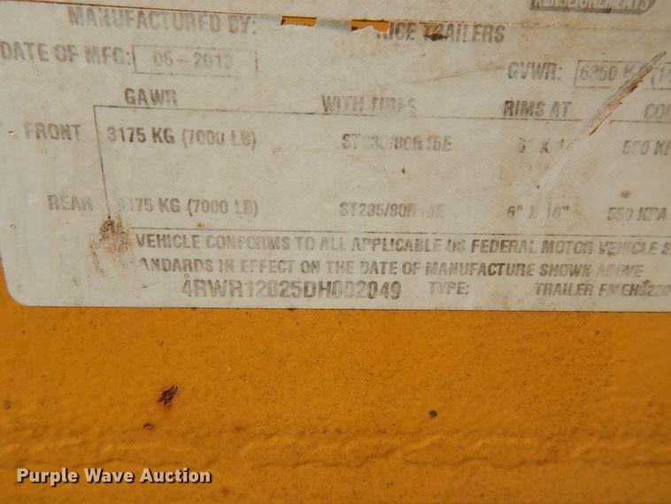 image for item DG7796 2013 Rice FMEH8220 utility trailer