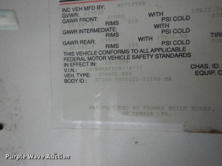 image for item FX9002 2000 International 3800  school bus