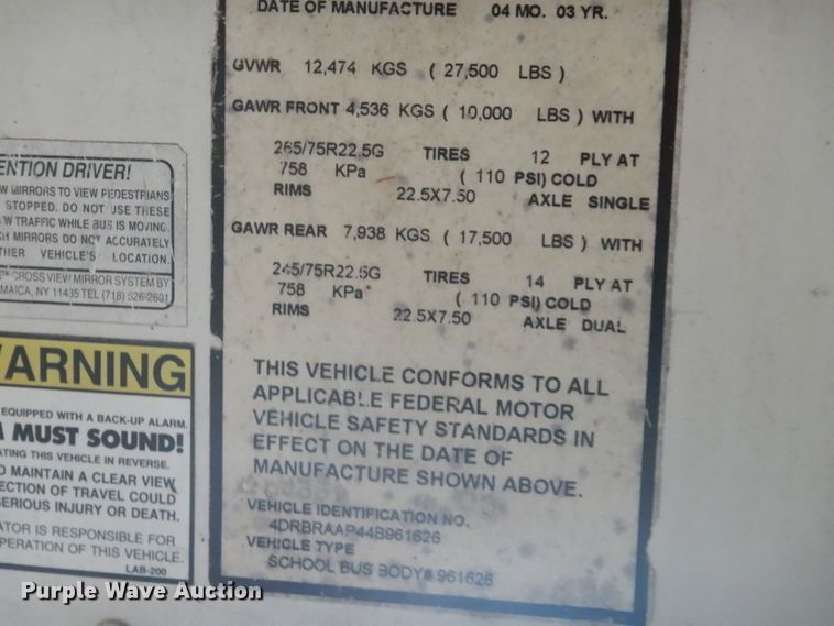 image for item FX9003 2004 International CE  bus