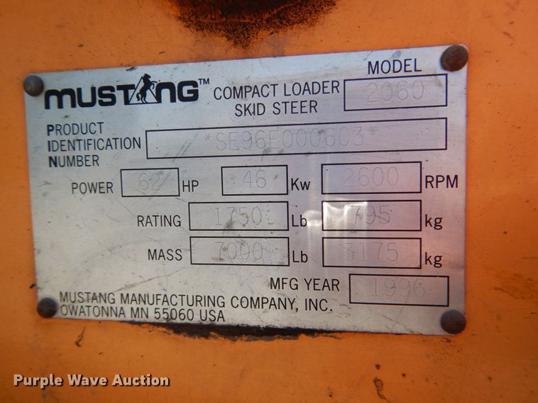 image for item GM9248 1996 Mustang 2060  skid steer loader