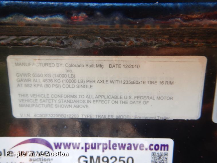 image for item GM9250 2011 Colorado Built equipment trailer