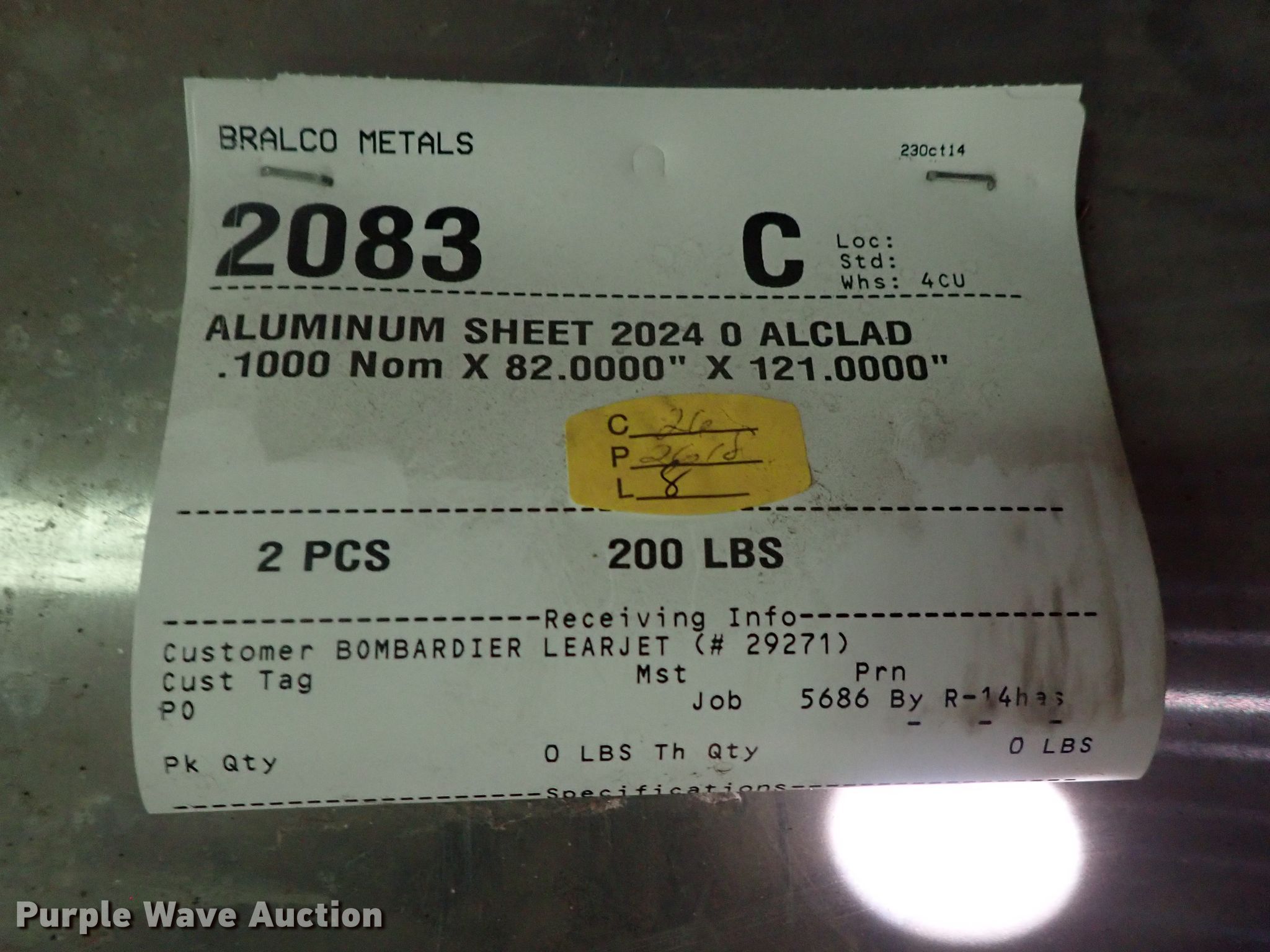 (7) sheets of aluminum in Wichita, KS Item GX9529 sold Purple Wave