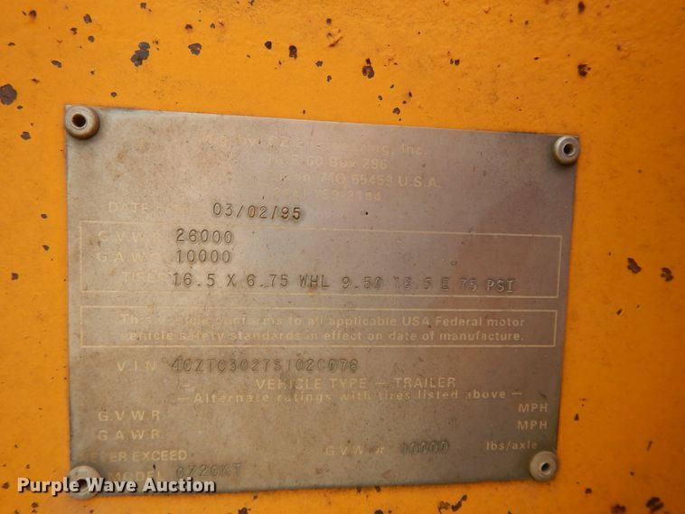 image for item DE5796 1995 CZ CZ20KT equipment trailer