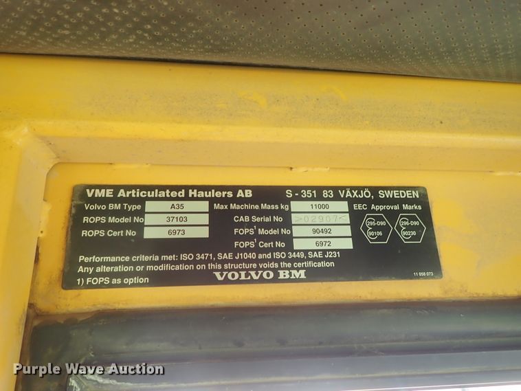 image for item DG2177 Volvo A35  haul truck