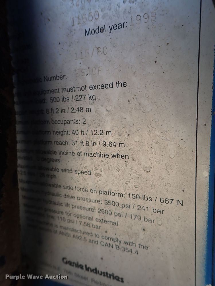 image for item DG2205 1999 Genie S-40  boom lift