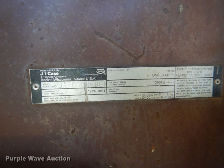 image for item DH5356 1994 Case 1818  skid steer loader