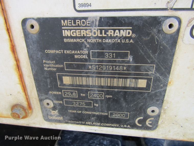 image for item FD9481 2000 Bobcat 331  mini excavator