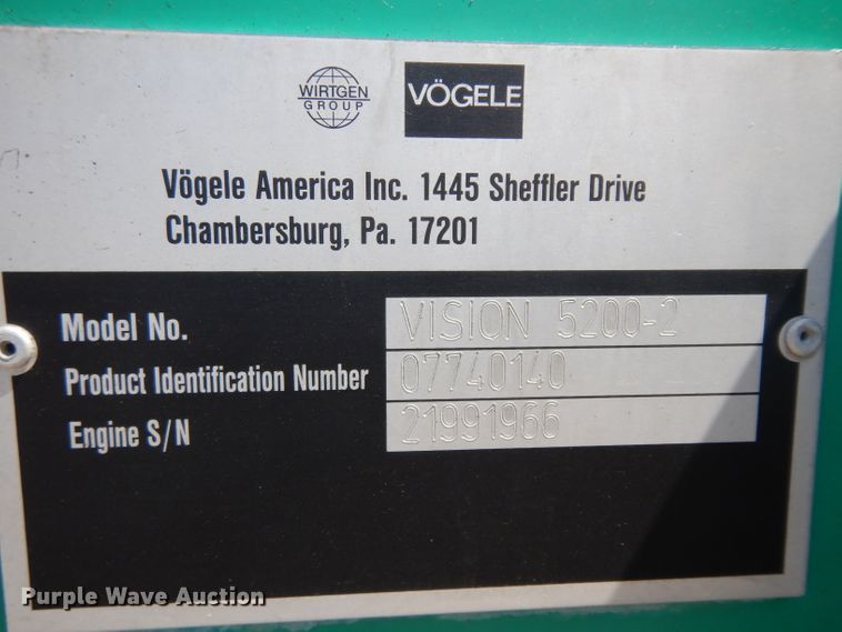 image for item GW9170 2011 Vogele Vision 5200-2  paver