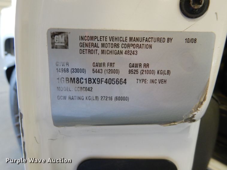 image for item HS9639 2009 Chevrolet C8500  digger derrick truck