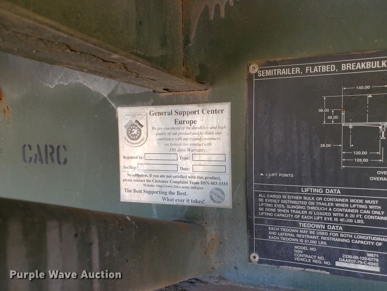 image for item DF8937 1980 Southwest M871 flatbed trailer with nurse tank