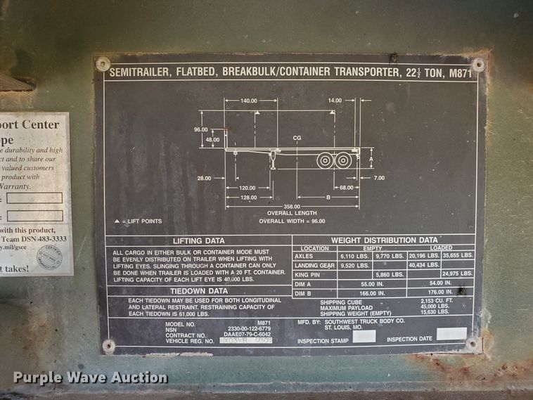 image for item DF8937 1980 Southwest M871 flatbed trailer with nurse tank