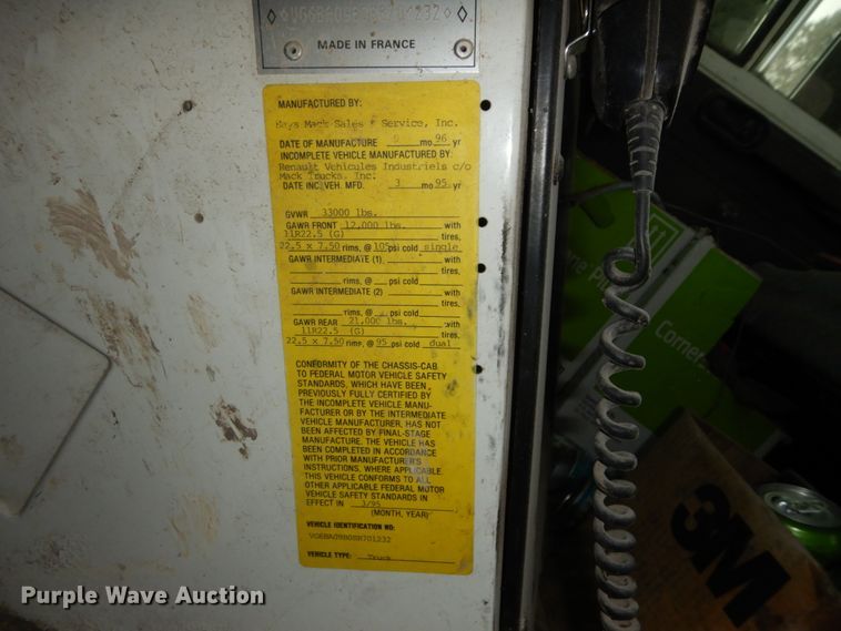 image for item DF8954 1995 Mack CS300P  truck cab and chassis