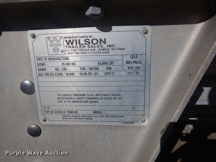 image for item GA9050 2016 Wilson DWH-500 Pace Setter double hopper bottom grain trailer