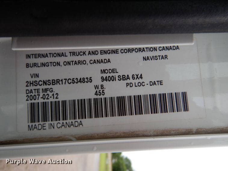image for item GF9209 2007 International 9400i  semi truck