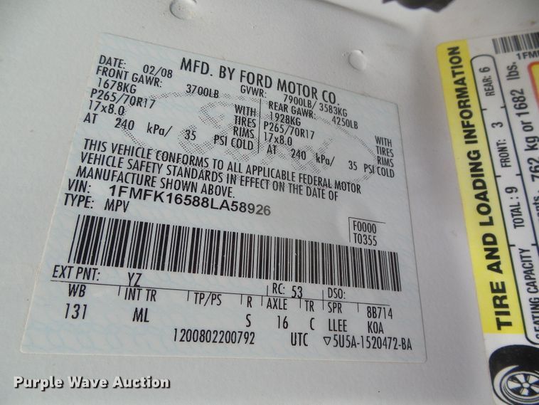 image for item DD0481 2008 Ford Expedition XLT  SUV