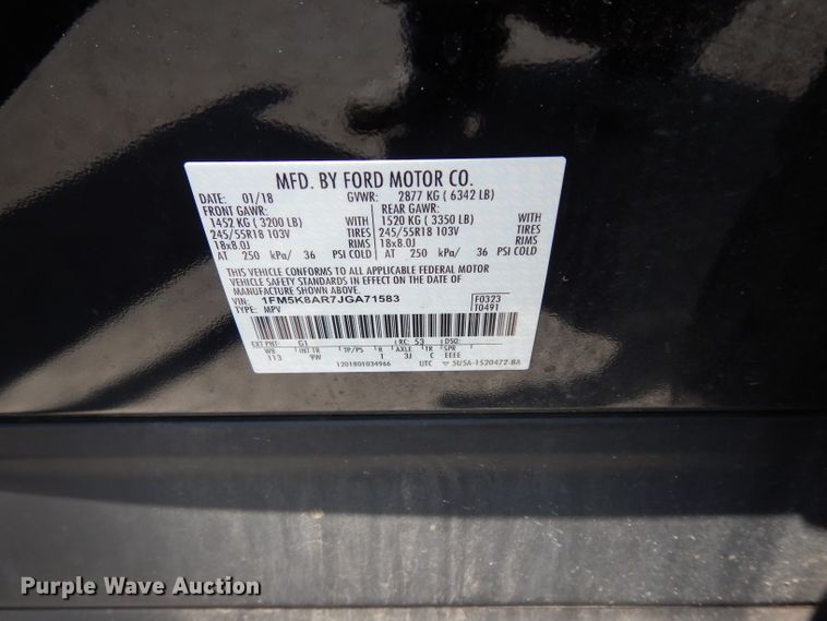 image for item DF4140 2018 Ford Explorer Police Interceptor  SUV