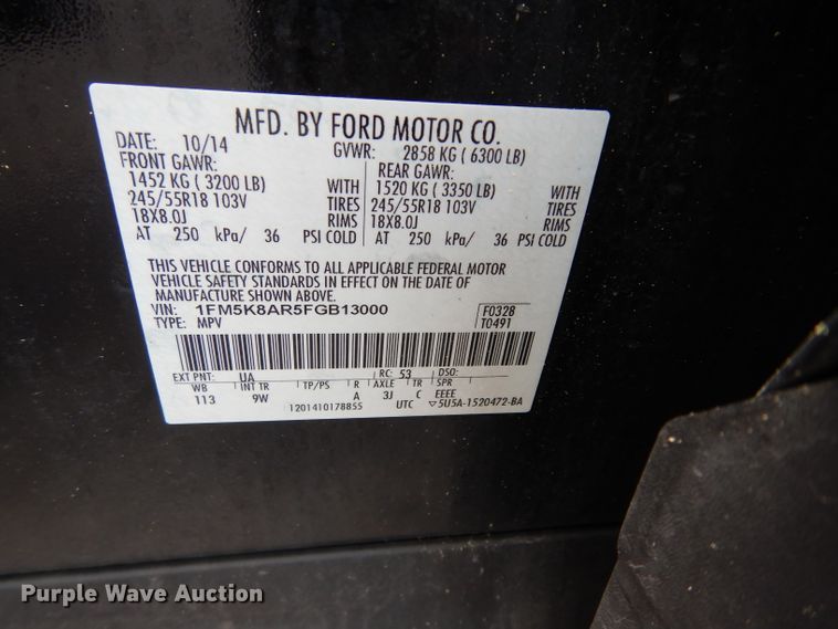 image for item DF4141 2015 Ford Explorer Police Interceptor  SUV