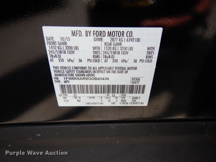 image for item DF4142 2016 Ford Explorer Police Interceptor  SUV