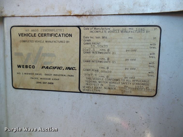 image for item DG5745 1986 Chevrolet C70  pumper fire truck