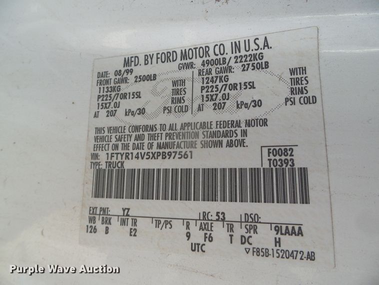 image for item DH4970 1999 Ford Ranger XLT  SuperCab pickup truck