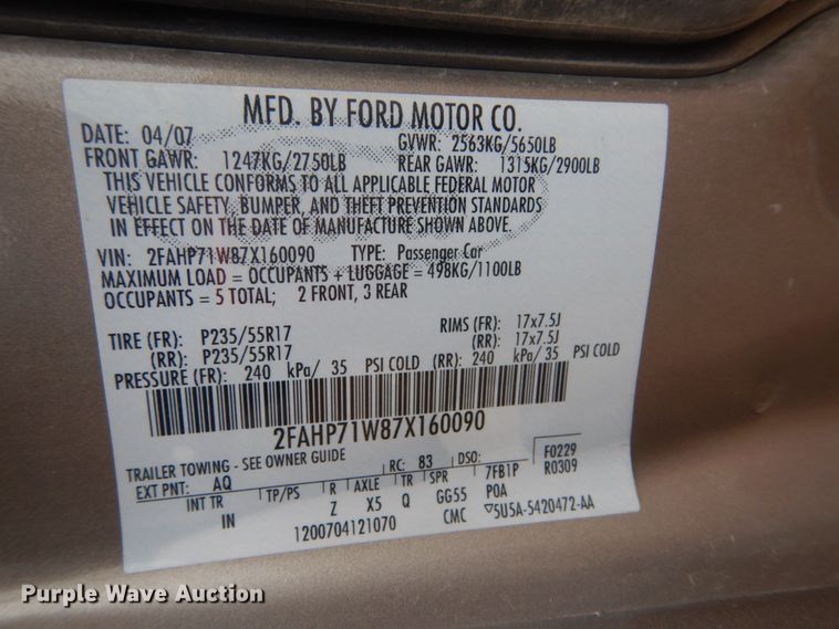 image for item GA9042 2007 Ford Crown Victoria Police Interceptor