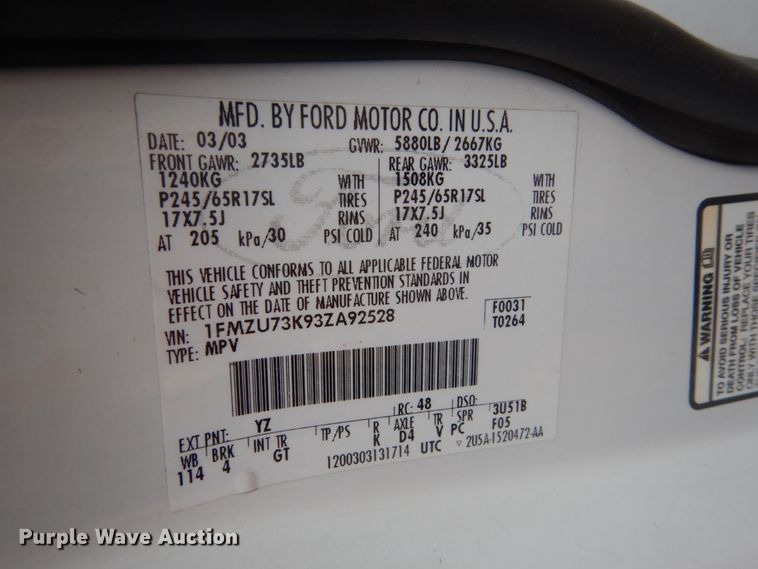 image for item GA9047 2003 Ford Explorer  SUV