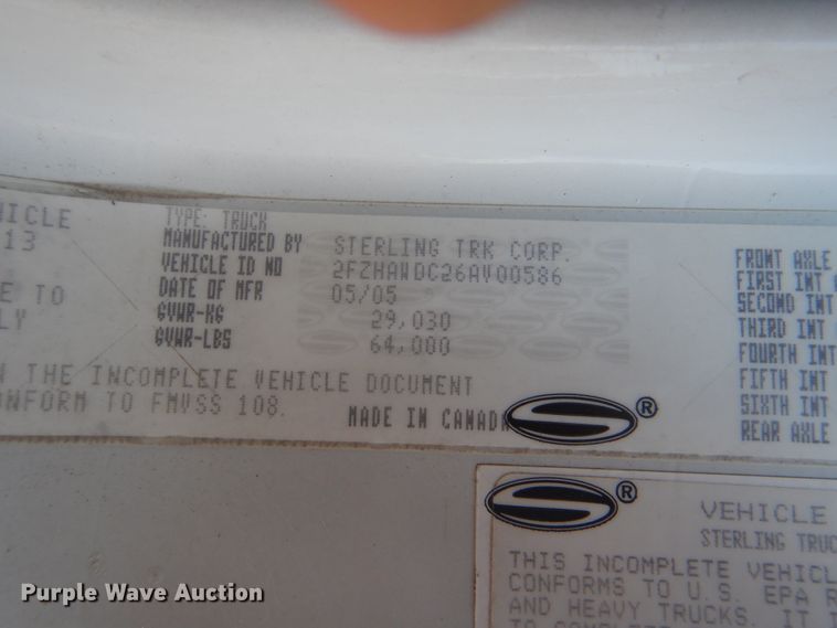 image for item GO9942 2006 Sterling LT8500  dump truck