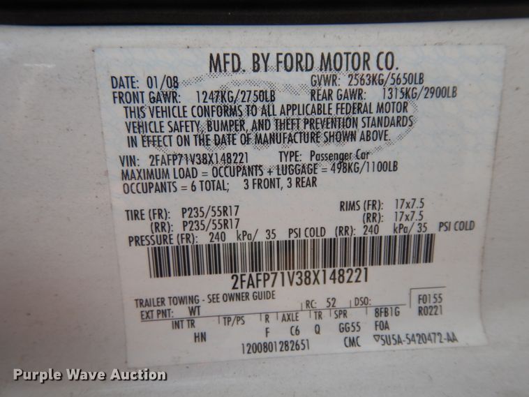 image for item GO9946 2008 Ford Crown Victoria Police Interceptor