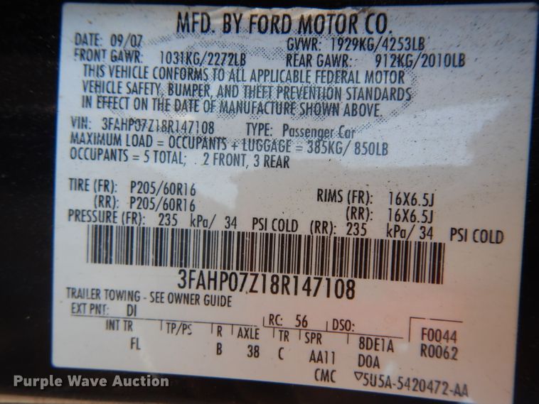 image for item GO9954 2008 Ford Fusion