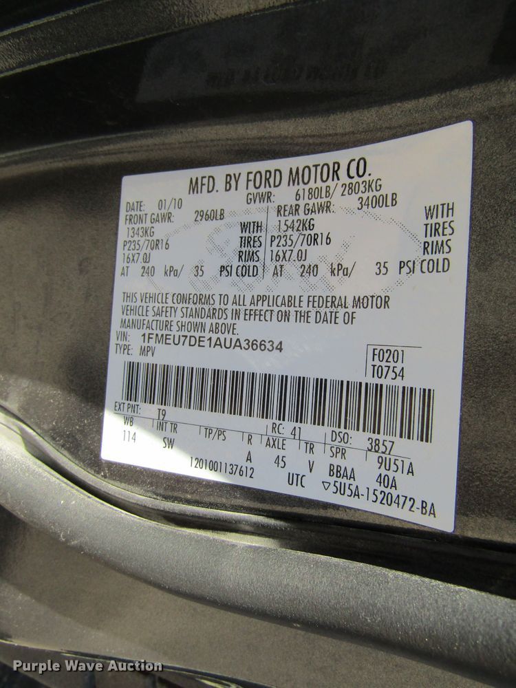 image for item GQ9029 2010 Ford Explorer XLT  SUV