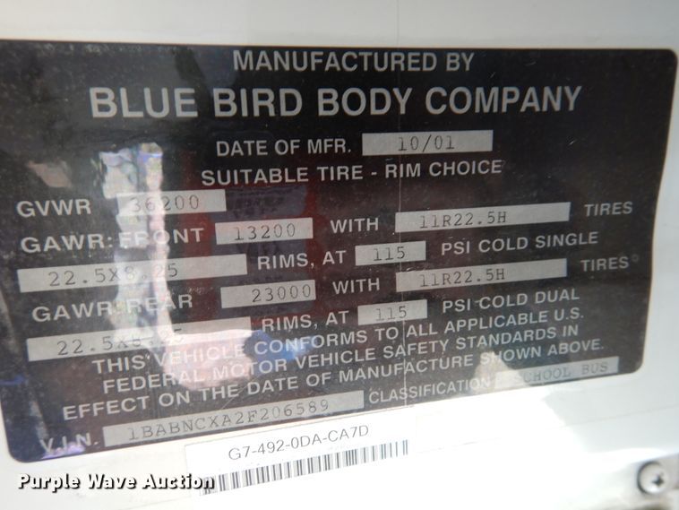 image for item HM9071 2002 Blue Bird All American  school bus