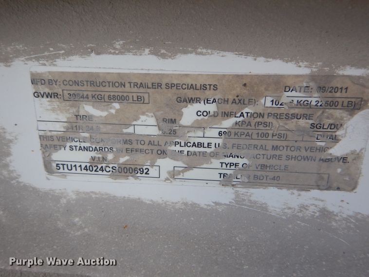 image for item HM9614 2012 Construction Trailer Specialist, Inc. bottom dump trailer