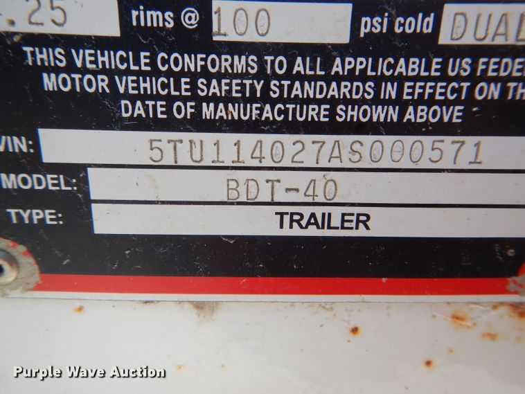 image for item HM9615 2010 Construction Trailer Specialist, Inc. BDT-40 bottom dump trailer