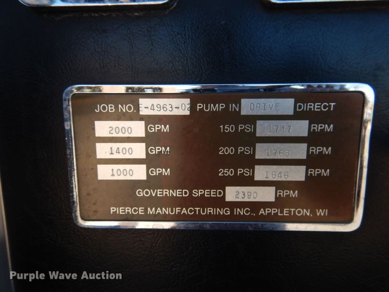 image for item HV9199 1989 Pierce Lance  pumper fire truck