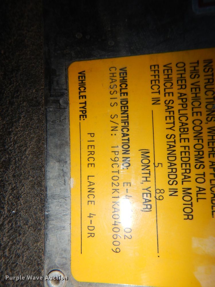 image for item HV9199 1989 Pierce Lance  pumper fire truck