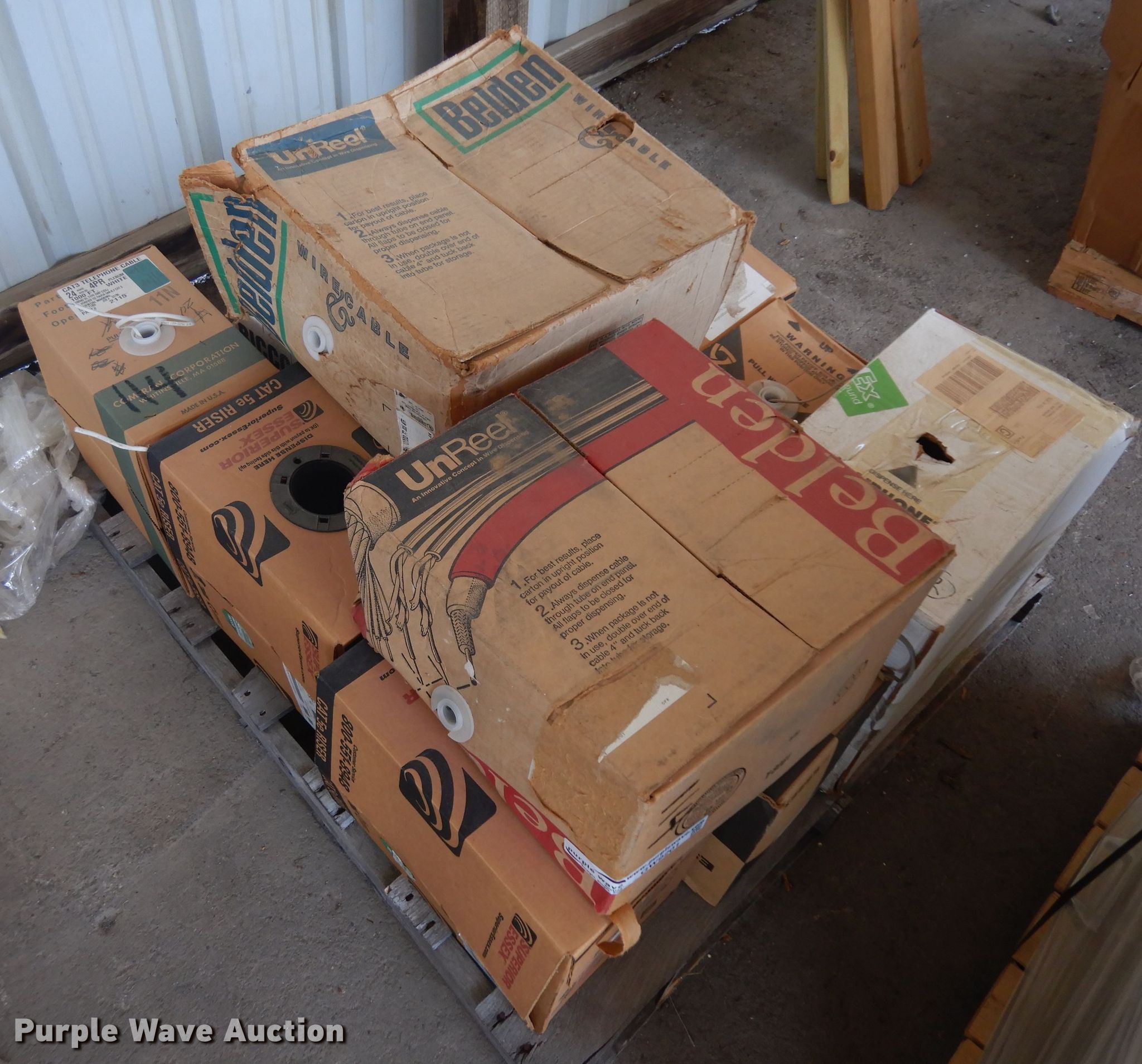Pallet of cable in Tulsa, OK Item GW9201 sold Purple Wave