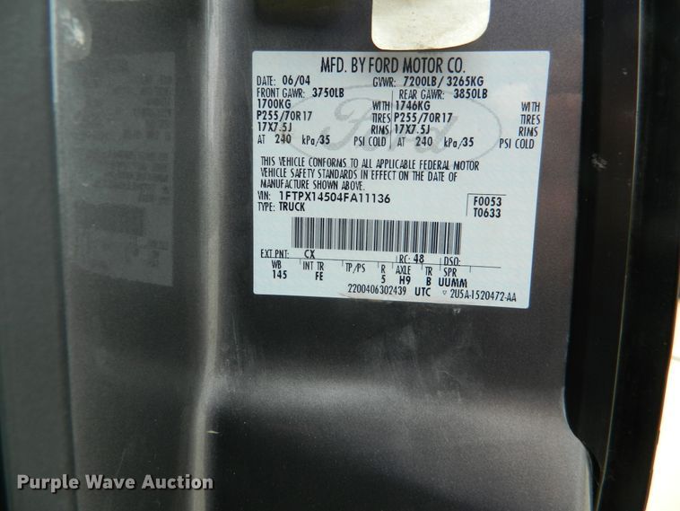 image for item DE4459 2004 Ford F150  SuperCab pickup truck