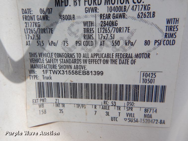 image for item DF3159 2008 Ford F350 Super Duty XL  SuperCab pickup truck