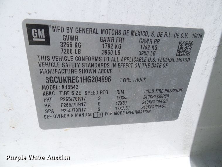 image for item DG1925 2017 Chevrolet Silverado 1500  Crew Cab pickup truck