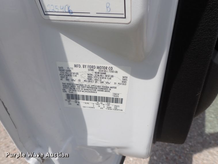 image for item DG2290 2012 Ford F150  SuperCab pickup truck