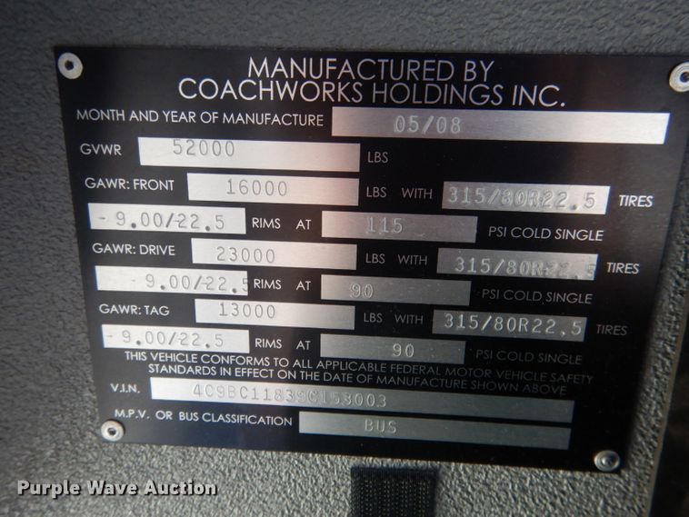 image for item DG5986 2009 Blue Bird Coachworks  coach bus