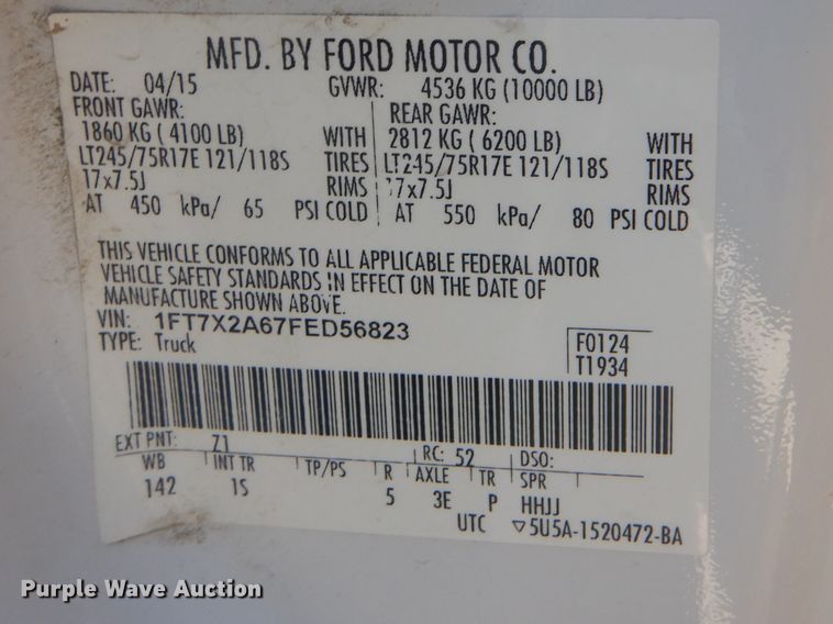 image for item DG8631 2015 Ford F250 Super Duty  SuperCab pickup truck