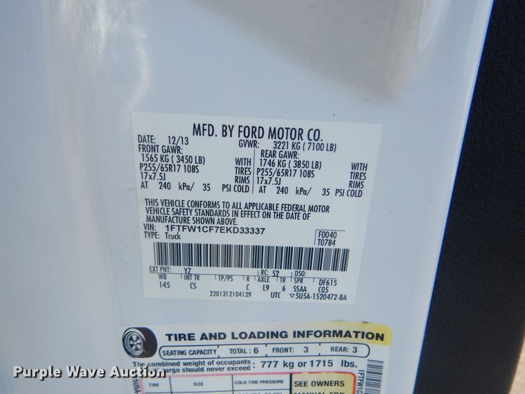 image for item DG8636 2014 Ford F150  SuperCrew pickup truck