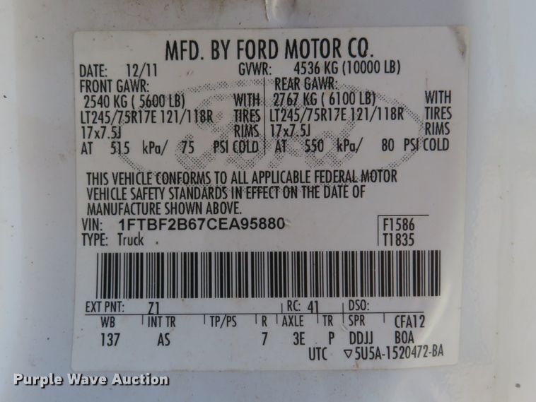 image for item DH1041 2012 Ford F250 Super Duty XL  pickup truck