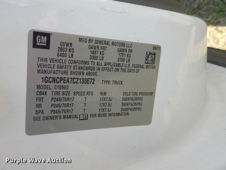 image for item ES9636 2012 Chevrolet Silverado 1500  pickup truck