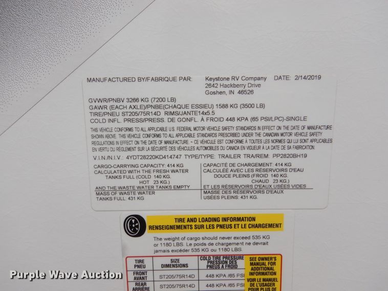 image for item GA9105 2019 Keystone Passport  camper